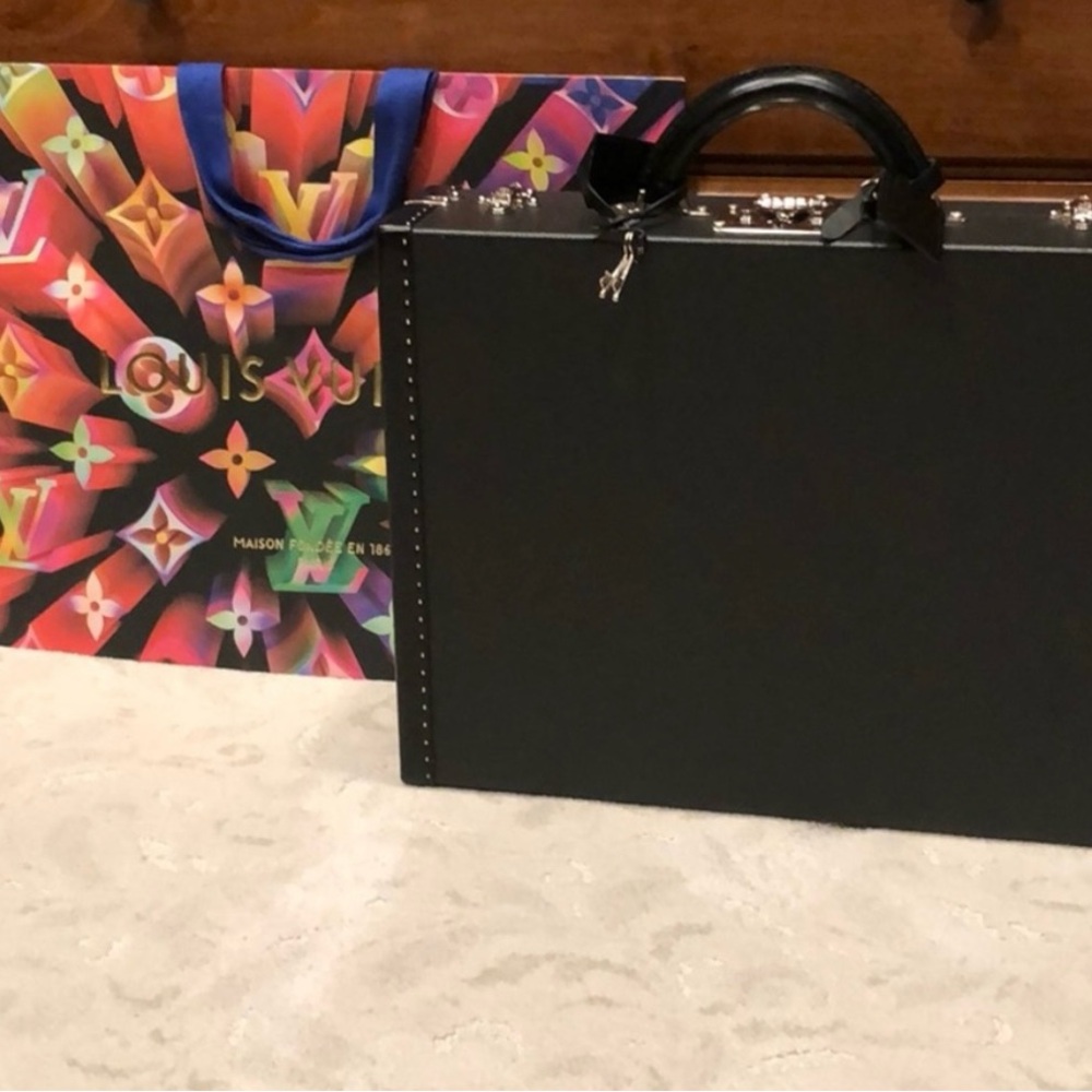 Louis Vuitton Black and Silver Laptop Bag Louis Vuitton Hard Trunk briefcase